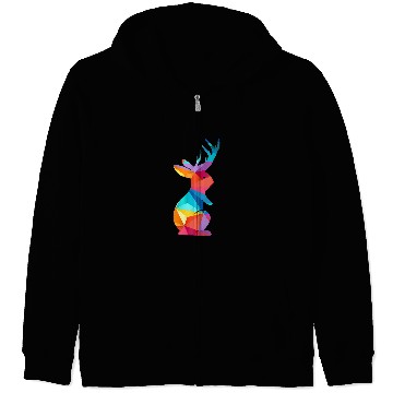 Discover Rabbits Cute Colorful Jackalope Fun Cute Rabbit Animal Lover Graphic Zip Hoodies