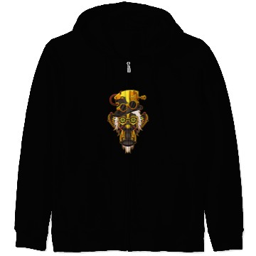 Discover Steampunk Monkey Medieval Chimpanzee Steampunk Zip Hoodies