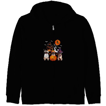 Discover Pug Lover Three Pugs Halloween Mummy Scary Witch With Pumpkins Lover 38 Pugs Dog Zip Hoodies