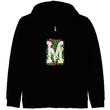 Discover Capital Letter M Alphabet Monogram Initial Flower Gardener Zip Hoodies