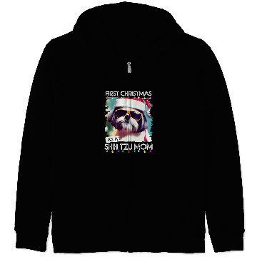 Discover First Christmas as a Shih Tzu mom 4 Zip Hoodies