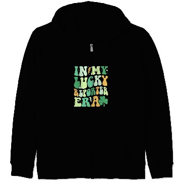 Discover Groovy in My Lucky Reporter Era St Patricks Day Clover Zip Hoodies
