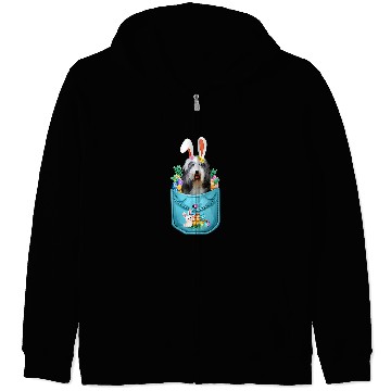 Discover Bunny Bearded Collie In Pocket Easter Day Eggs Bunny Dog Zip Hoodies