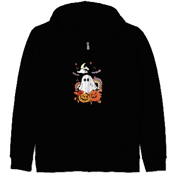 Discover vintages Rainbow Boo ghosts Witch Bat Pumpkin Halloween 217 Zip Hoodies