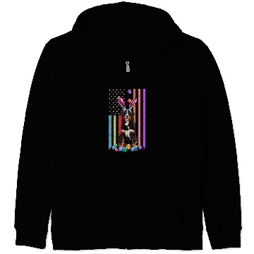 Discover Easter Day American Eggs Flag Bernese Mountain Dog Funny Zip Hoodies