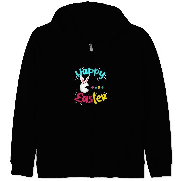 Discover Rabbits Happy Easter Cute Rabbit Eating Easter Eggs Easter Sunday Zip Hoodies
