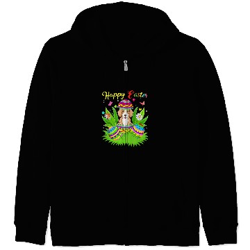 Discover Foxhound Dog Lover Floral Easter Egg Funny Foxhound Easter Zip Hoodies