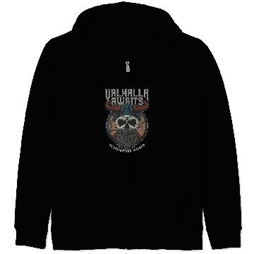 Discover Valhalla Awaits Scandinavian Vikings Zip Hoodies
