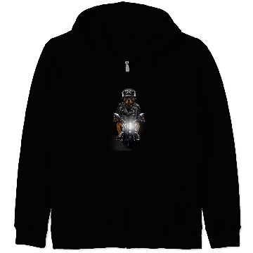 Discover Dog Rottweiler Riding Motorcycle Zip Hoodies