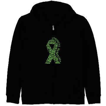 Discover Lymphoma Awareness Lime Green Ribbon With Positive Words Zip Hoodies