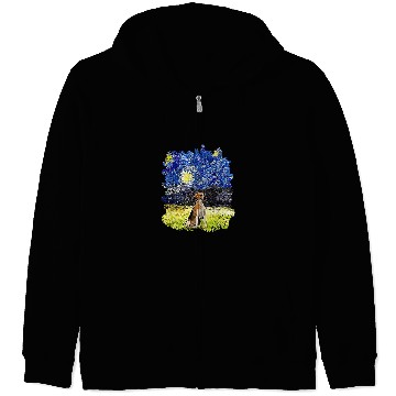 Discover Starry Night Impressionist Dog Art English Foxhound Zip Hoodies