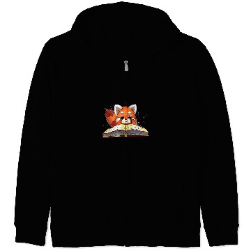 Discover Reading Book Cute Red Panda Reading a Book Lover Bookworm Love Reader Zip Hoodies