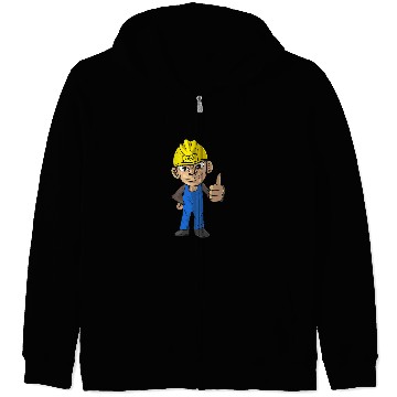 Discover Construction Manager Builder Monkey Construction Worker Zip Hoodies