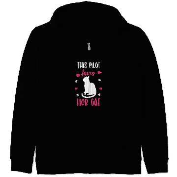 Discover This Pilot Loves Her Cat Funny Cat Owner Zip Hoodies