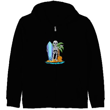 Discover Skeletons Skulls Surfing Halloween Jack O Lantern Pumpkin Surfer Skull Zip Hoodies
