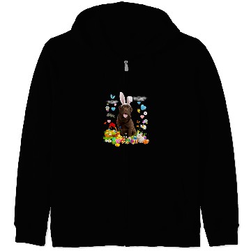 Discover Happy Easter Cute Bunny Dog Chocolate Lab Eggs Basket Funny Zip Hoodies