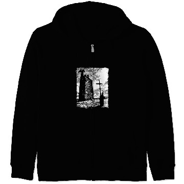 Discover Priest and the Devil Gothic Art Grungy Aesthetic Dark Horror Zip Hoodies