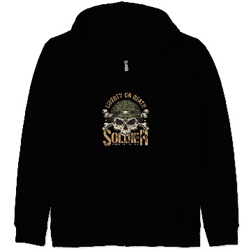 Discover Skeletons Skulls Lover Skeletons Liberty or Death Honor The Fallen Skull Zip Hoodies