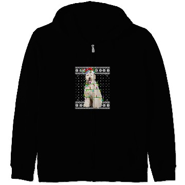 Discover Dog xmass Ugly Sweater Lighting Labradoodle Dog Christmas Zip Hoodies