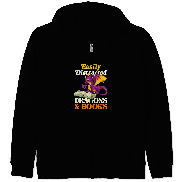 Discover Fantasy Creature Librarian Funny Book Reading Book Dragon 21 Zip Hoodies