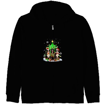 Discover Santa Bernese Mountain Dog Squad Christmas Tree Lights Zip Hoodies