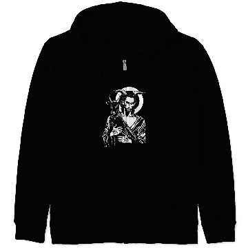 Discover Goats Lover Satanic Jesus Holding A Black Satanic Goat Zip Hoodies