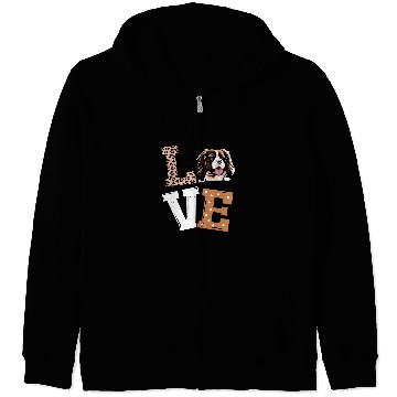 Discover Love Cavalier King Charles Spaniel Dog Lovers Leopard Print Zip Hoodies
