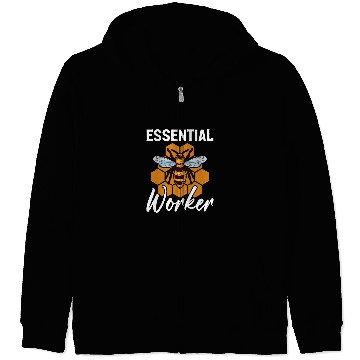 Discover Funny Beekeeping Beekeeper Honey Bees Essential Worker Bee Zip Hoodies
