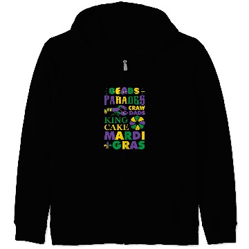 Discover Beads Parade Craw Dads King Cake Mardi Gras Party Fun Zip Hoodies