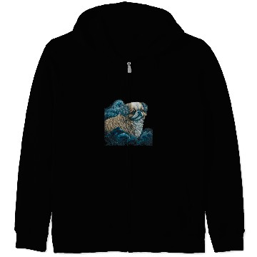 Discover Surrealism Japanese Painting Tibetan Spaniel dog 3 Zip Hoodies
