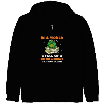 Discover Funny Bookworm Mythical Creature Cute Book Dragon Reading Zip Hoodies