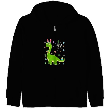 Discover Brontosaurus Bunny Ears Egg Easter Day Dinosaur Dino Kids Zip Hoodies