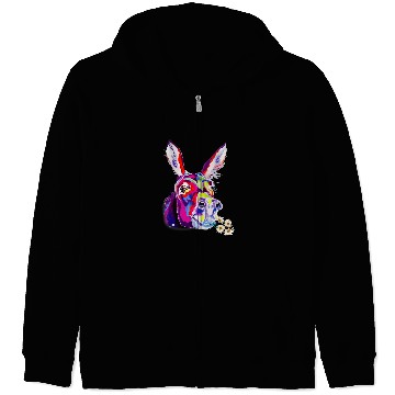 Discover Colored Donkey Colorful Flower Donkey Mom Lovers Zip Hoodies