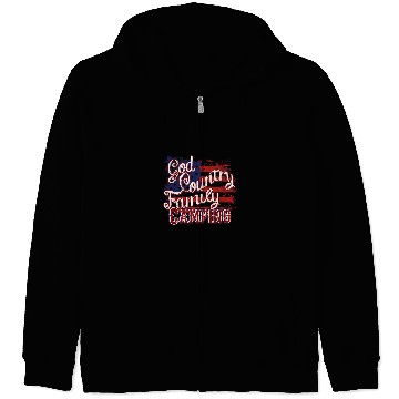 Discover Camping God Country Family Grunge USA Flag Zip Hoodies