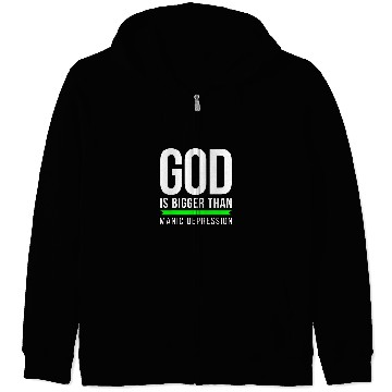 Discover God is bigger than Manic Depression Zip Hoodies
