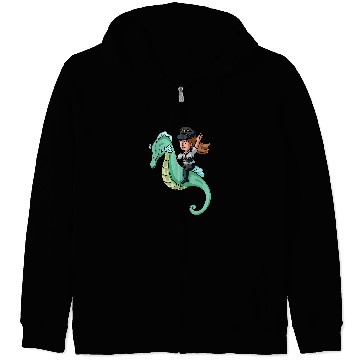 Discover Seahorse Pilot Riding Fantasy Flight Crew Pilot Aviation Zip Hoodies