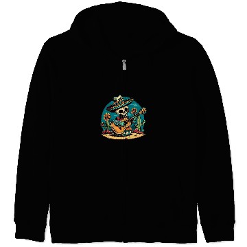Discover Funny Guitar Cinco De Mayo Sombrero Hat Guitar Flowers Cactus Skull Zip Hoodies