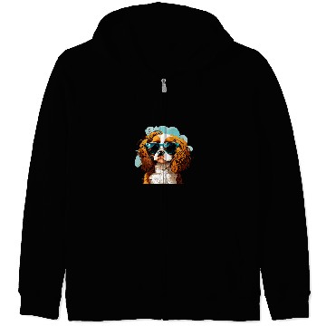 Discover Cavalier Pet Funny Cavalier King Charles Spaniel Cute Cool Sunglasses 3 Zip Hoodies