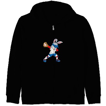 Discover Sport Baseball Dabbings Bunny Easter Day Baseball Catcher Happy Easter Boys Zip Hoodies