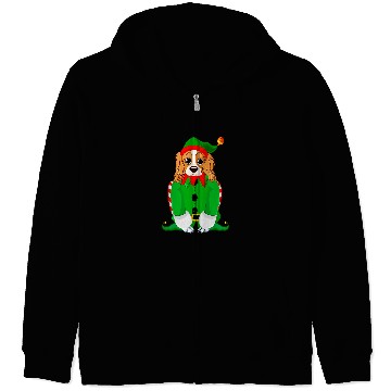 Discover Cavalier King Charles Spaniel Pet Funny King Charles Spaniel In Elf Christmas Dog Tee Zip Hoodies