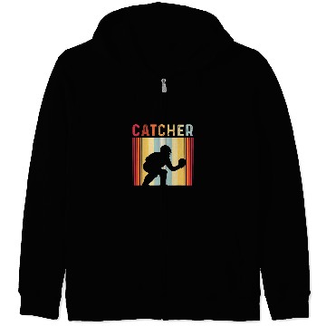 Discover Sport Baseball Retro Vintage Softball Baseball Catcher Zip Hoodies