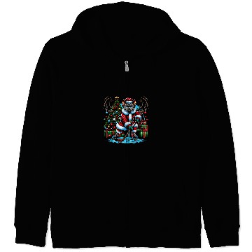 Discover Sport Hockey Santa Devon rexs Cat Playing Hockey Zip Hoodies