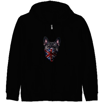 Discover French Bulldog Pet T French Bull Dog Wearing Union Jack Bandana British Zip Hoodies
