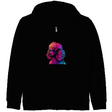 Discover Poodle Pet Synthwave 80s Retrowave Aesthetic Zip Hoodies