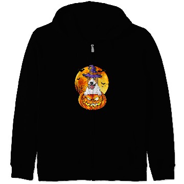 Discover Jack Russell Pet Witch Pumpkin Halloween Dog Lover Funny Zip Hoodies