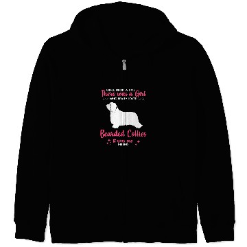 Discover Bearded Collie Pet Girl Loves Bearded Collie Dog Gift For Men Women Mom Dad Him Zip Hoodies