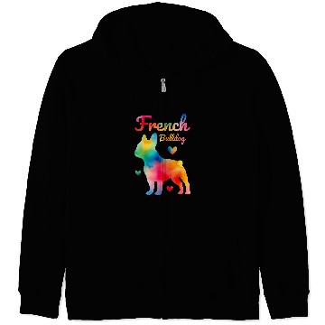 Discover French Bulldog Pet Watercolor Colorful Rainbow Zip Hoodies