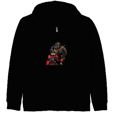 Discover Funny Drummer Gorilla Playing Drum Rock n Roll Zip Hoodies