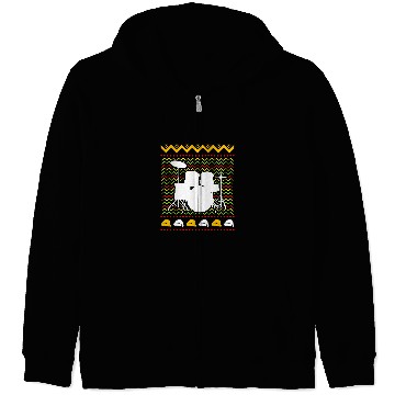 Discover Funny Drummer Music Teacher Ugly Christmas Zip Hoodies