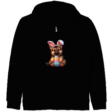 Discover German Shepherd Pet Puppy Easter Bunny Colorful Easter Egg Zip Hoodies